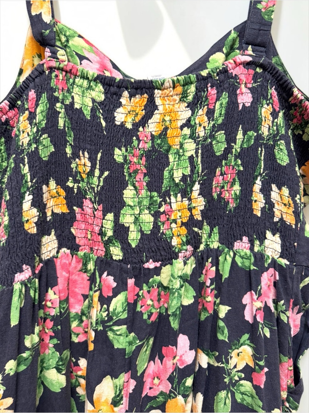 Old Navy Cami Jumpsuit Floral Linen Navy Blue XXL - Picture 7 of 12